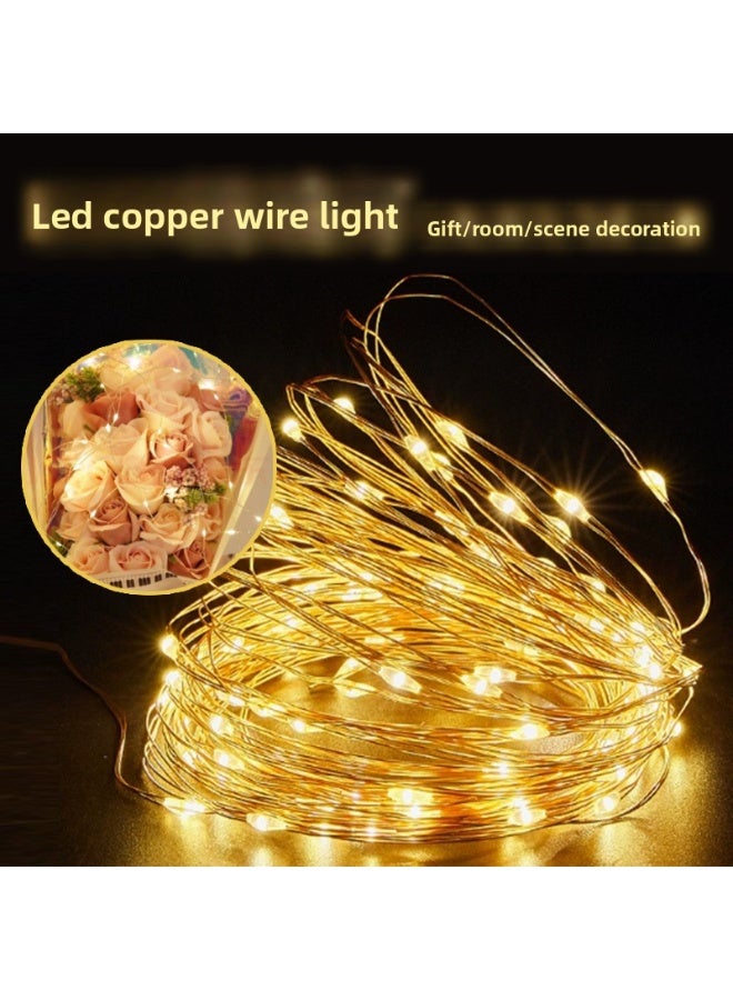 Copper Wire LED Strip Lights – Battery/USB Powered Fairy Lights, Bobo Ball String Lights for Christmas, Bouquet & Decoration - Image 4